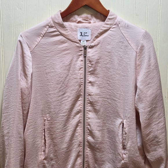 Jules & Leopold Jackets & Blazers - Jules & Leopold Jacket Womens Large Pink Satin Bomber Full Zip Pockets